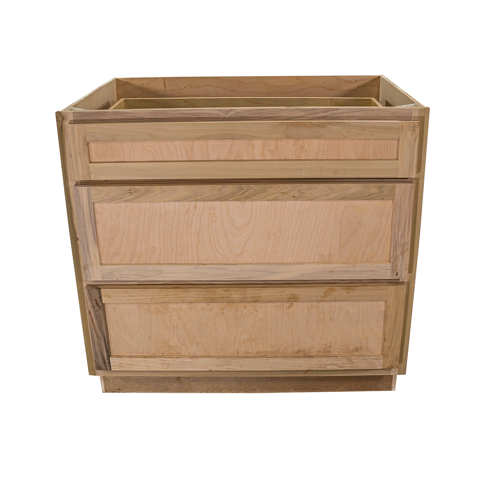 Kitchen Drawer Base Cabinet | Unfinished Poplar | Shaker Style | 30 in | 3 Drawer